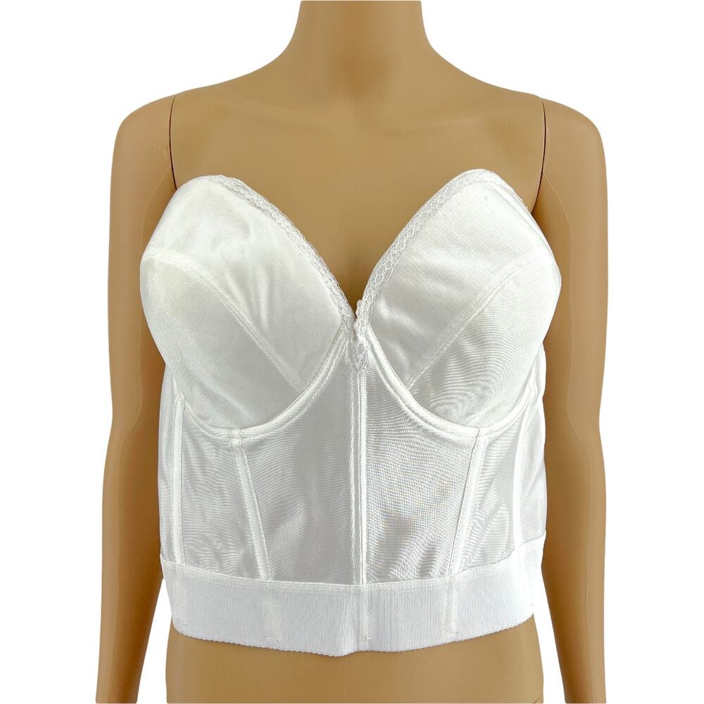 Dominique (44D) American VINTAGE 70's NOS White Long Line Strapless Bustier 1354